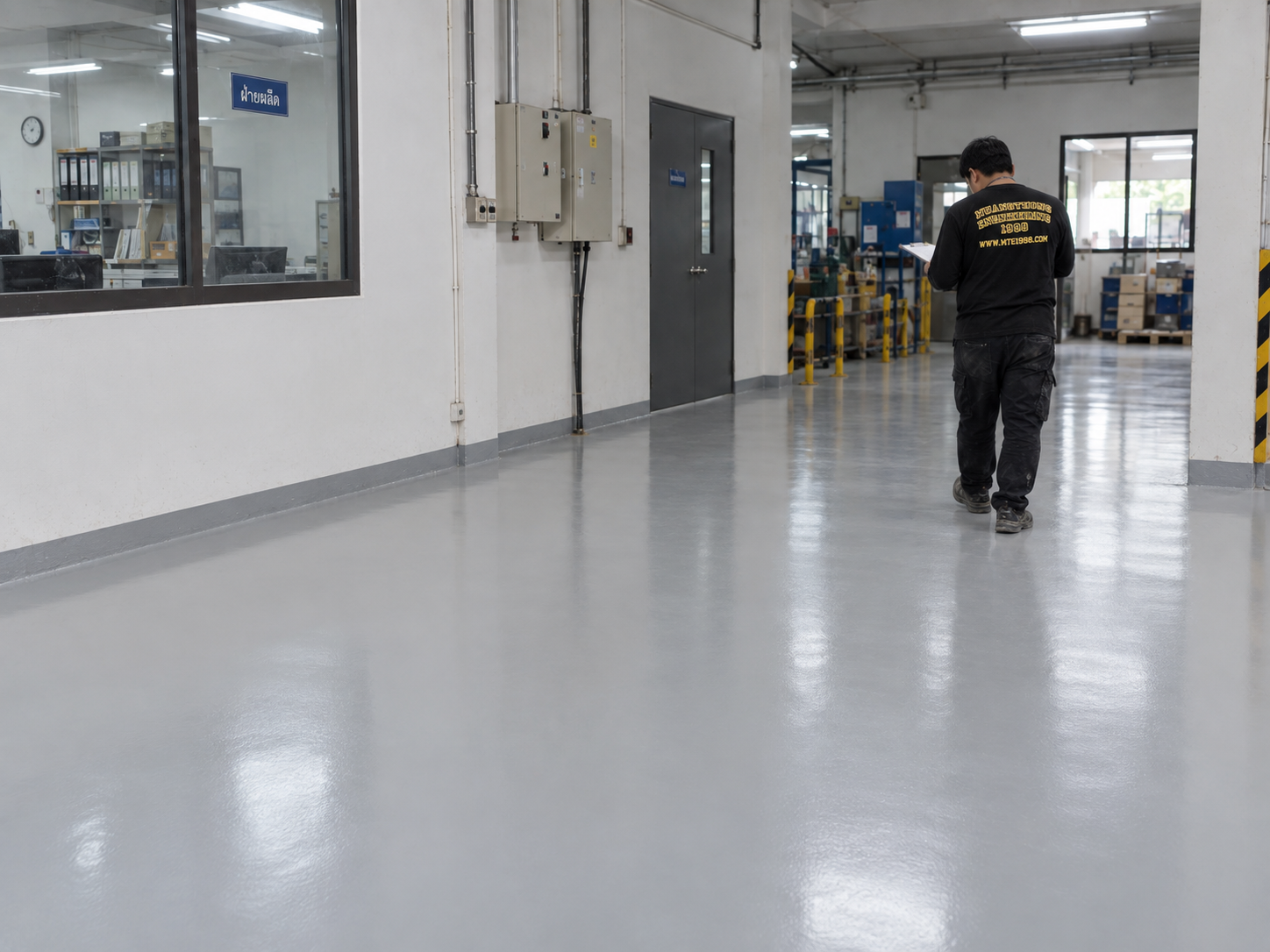 พื้นหลังลงระบบ Epoxy / PU เสร็จเรียบร้อย